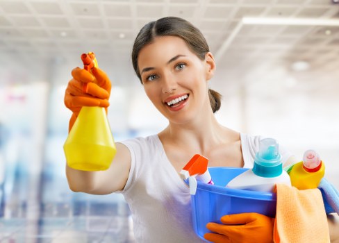 Commercial cleaning team working in a Battersea office building